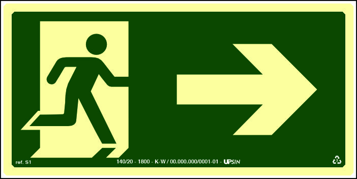 Placa fotoluminescente Saída à direita — S1